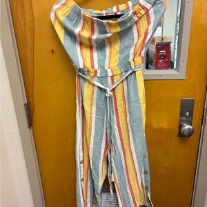 Vintage Havana Striped Jumpsuit in Yellow, Blue & Red